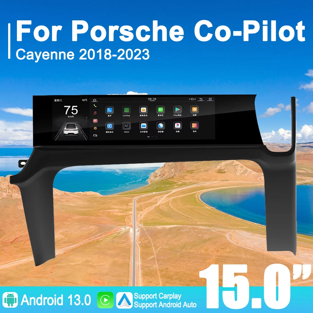 

New 15 Inch Android Car Copilot Entertainment Screen For Porsche Cayenne 2018 2023 Auto Passenger Multimedia Monitor Upgrade