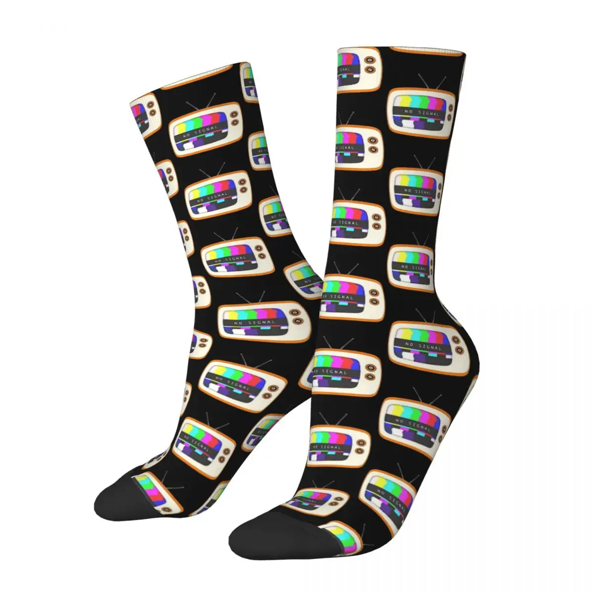 

No Signal. Vintage TV Unisex Winter Socks Windproof Happy Crew Socks Street Style Crazy Sock