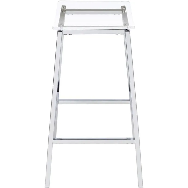 ของตกแต่งบ้าน 2 ชิ้น เก้าอี้เคาน์เตอร์อะคริลิคไม่มีพนักพิง โครงโครเมี่ยม ที่วางเท้า - ห้องครัว, ห้องรับประทานอาหาร