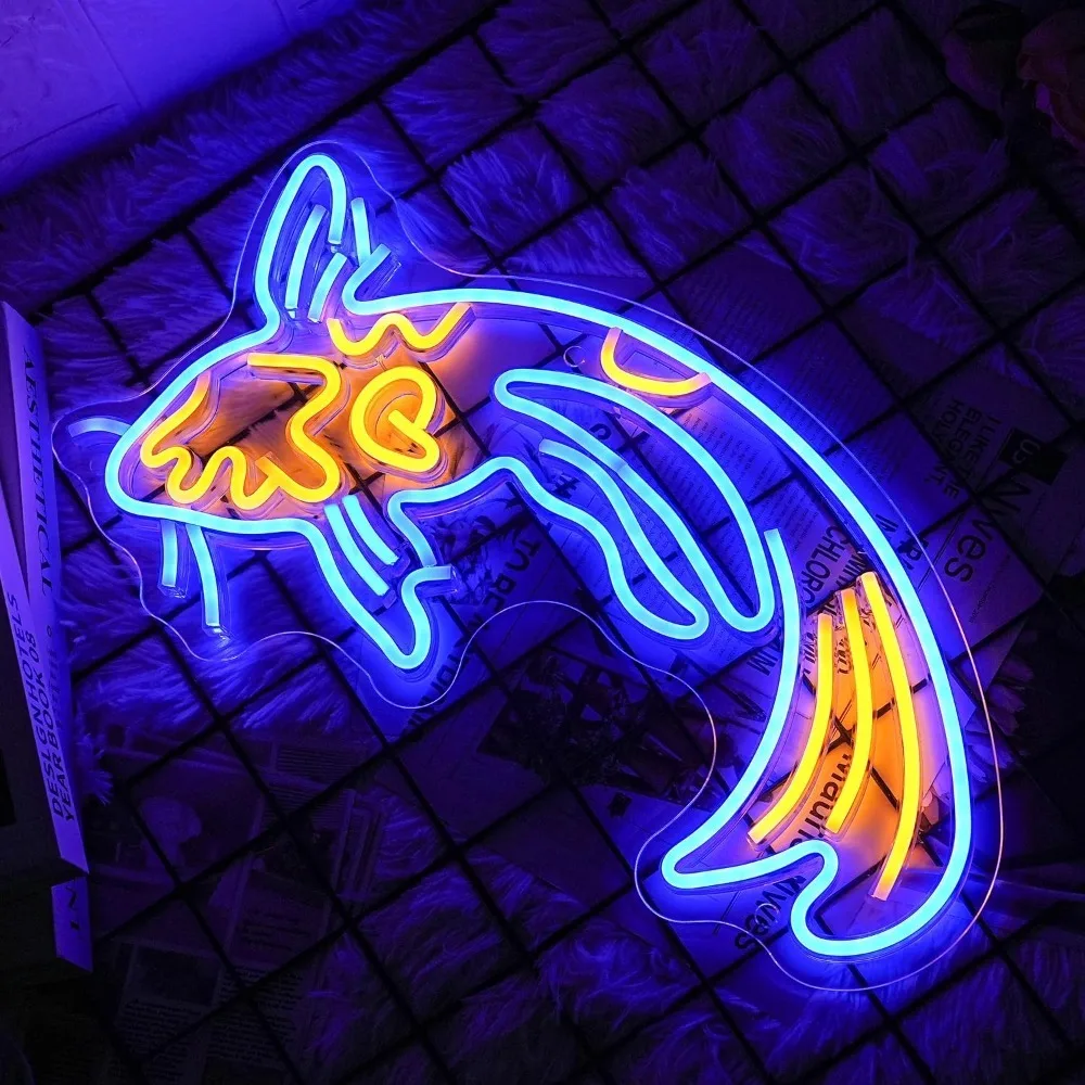 Koi Fish Neon Sign Japanese Fish Led Neon Blue Yellow Fish Neon Signs for Wall Decor Bar Office Fishroom Kitchen Aarea Koi Pond