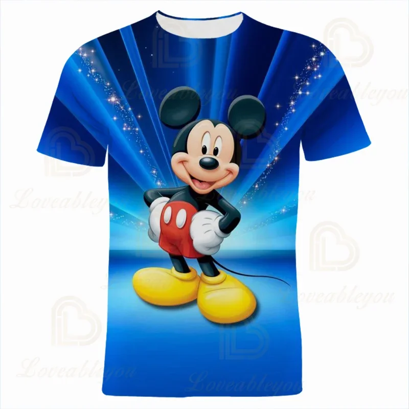 2024 Disney Mickey Mouse 3d Print T-Shirts Cartoon Anime 3D Print Fashion T Shirt Kids Boys Streetwear