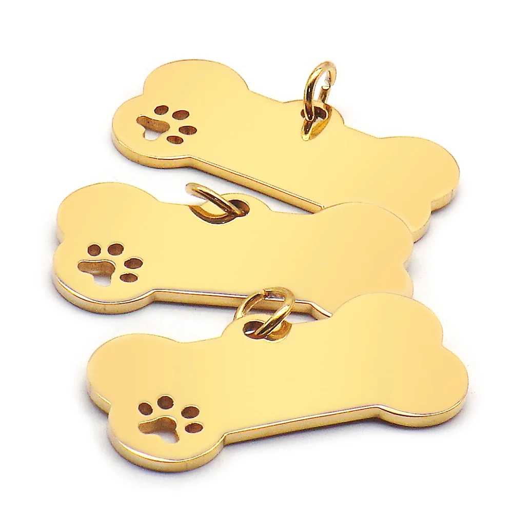 Imagem -05 - Osso Pet id Tag Multi-function Placa Dog Paw Collar Acessórios Decoração Gravura Colares 100 Pcs Aço Inoxidável