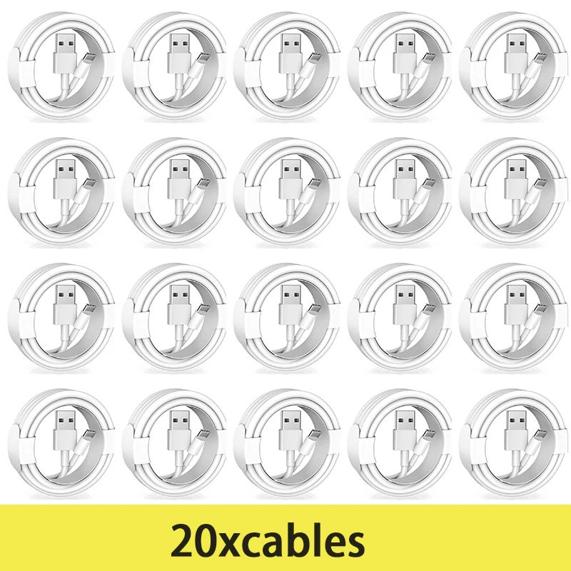 

20Pcs 1M 3Ft Type c USB C Micro 8Pin Data Charger Cable Cord line Wire For Samsung s20 s22 Note 10 Htc Phone 12 13 14 Cables