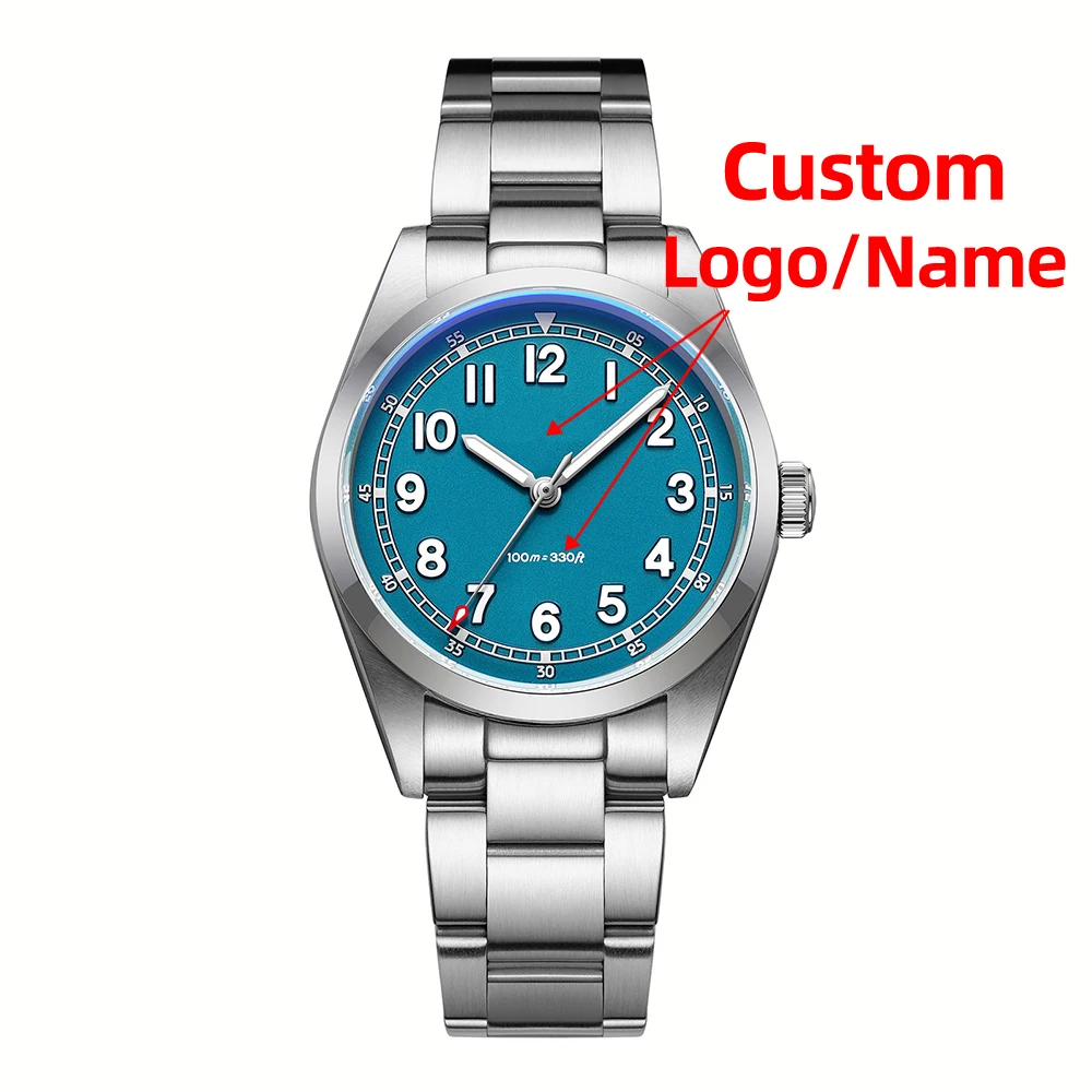 ADDIESDIVE Custom Watch Luxury Sapphire Men Quartz Wristwatch DIY Sterile Dial Super 2035 Movement BGW9 Luminous 100m Waterproof
