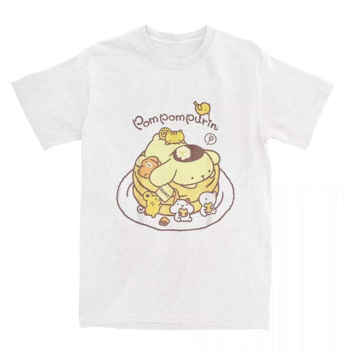 

2025 Summer New Pompompurin Pancake Friends T-Shirt Men Women Vintage Cotton Crew Neck Short Sleeve T Shirt Gift Clothes