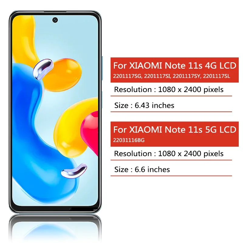 AGCUT Display LCD per Redmi Note 11 / Note 11S, schermo di ricambio per Xiaomi Redmi Note