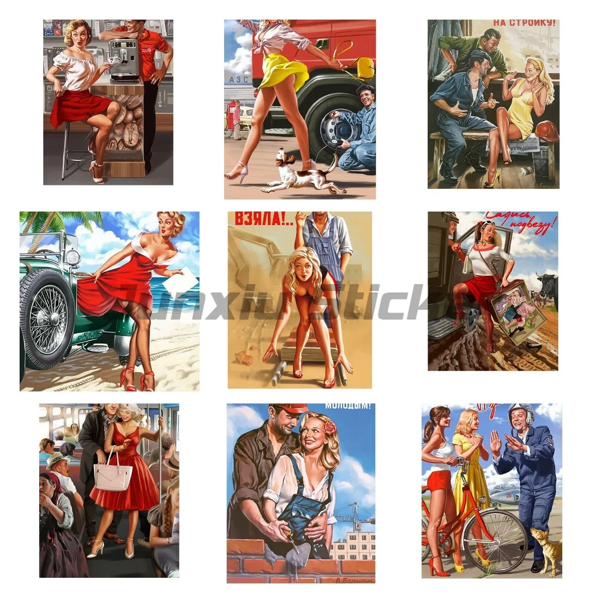 

USSR CCCP Vintage Soviet Russian Pin Up Beauty Sexy Girls Poster Painting DIY Wall Paper Sticker Decal