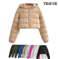 TRAF ZR Women's Winter Parka candy color Feather Coat Woman Winter 2023 Outerwear Coat With Hood Y2k Fashion Bombers Jackets