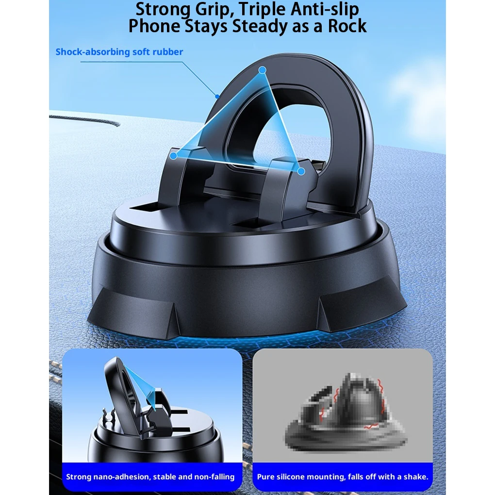 

Car Phone Mount Dashboard 360 Degree Rotatable with Suction & Non-Slip Silicone Grip Car Navigation Mobile Phone Holder