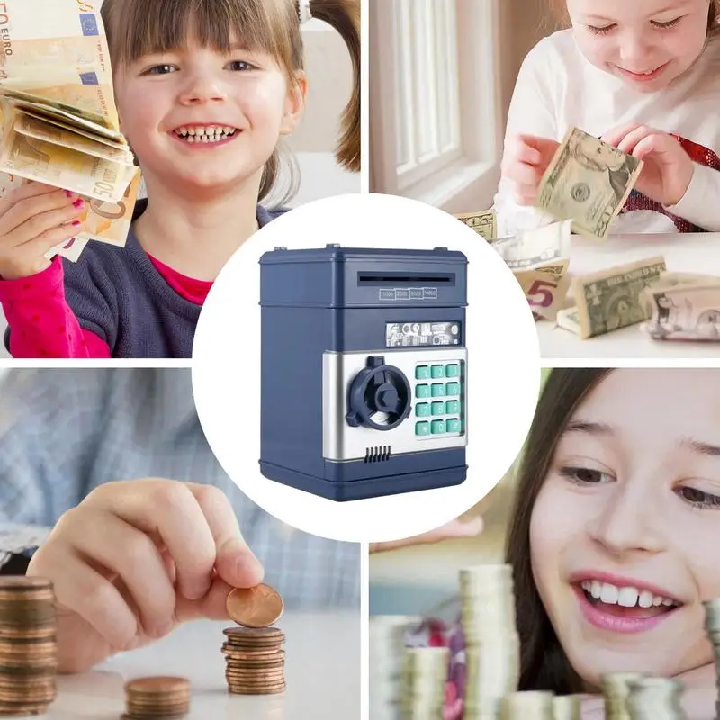 Geldautomat-Spardose für Kinder, elektronische Geldautomat-Spardose für Kinder, 4-stelliges Passwort, 600-Münzen- oder 100 Banknoten-Kapazität, Kinder-Münzbank