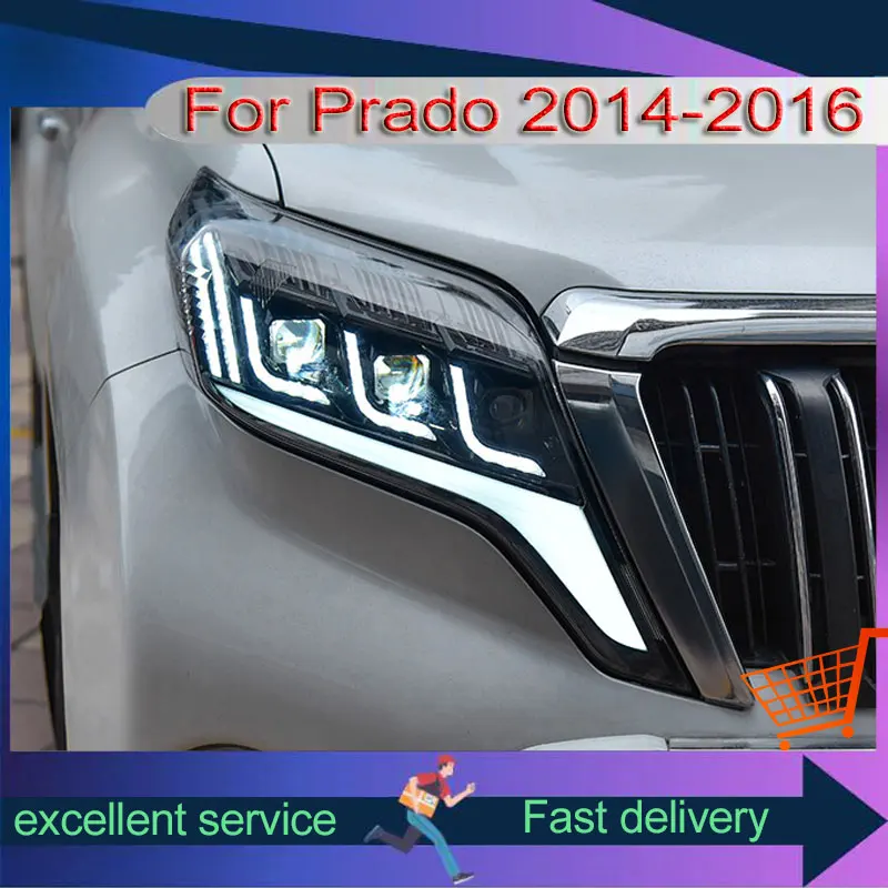 Car For Toyota 2014-2017 Prado LC150 Headlight Upgrade DRL Front Lamp LED Dynamic Turn Signal Projector Lens Auto Accessories