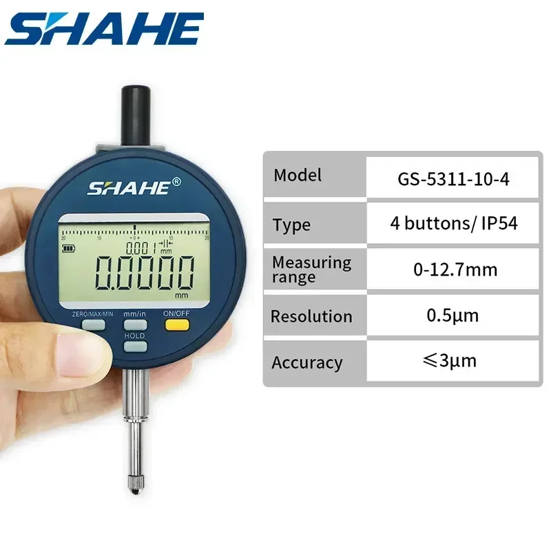 SHAHE Precision Tool 0-12.7/25.4/50.8 mm 0.5μm Resolution Digital Indicator Gauge Indicator Measuring Tools