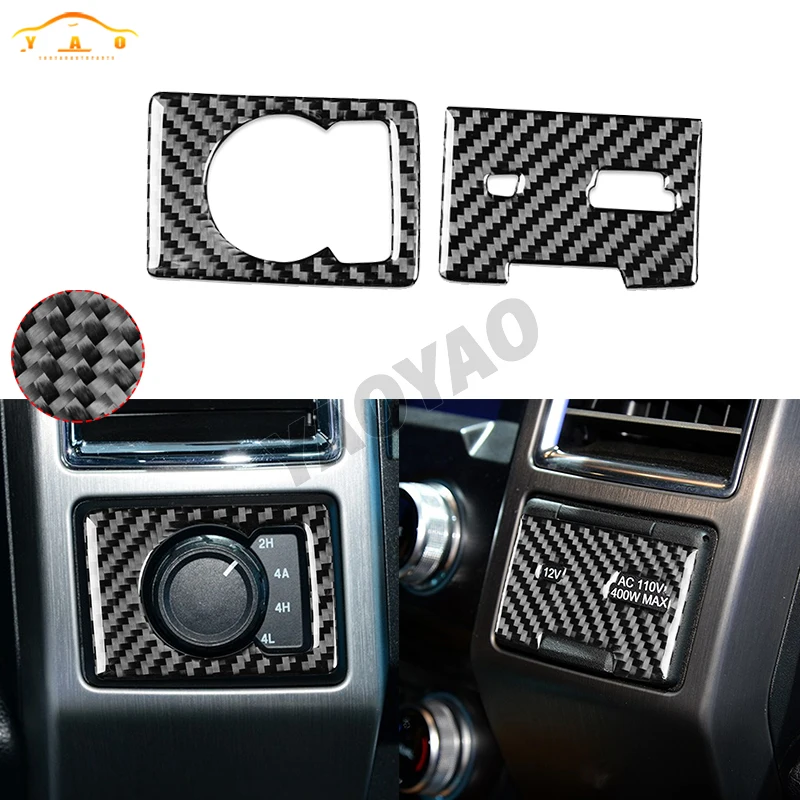 

For Ford Raptor F150 2015-2020 Real Carbon Fiber Air Conditioning Adjustment Button Cover Trim Decoration Sticker Accessoriees