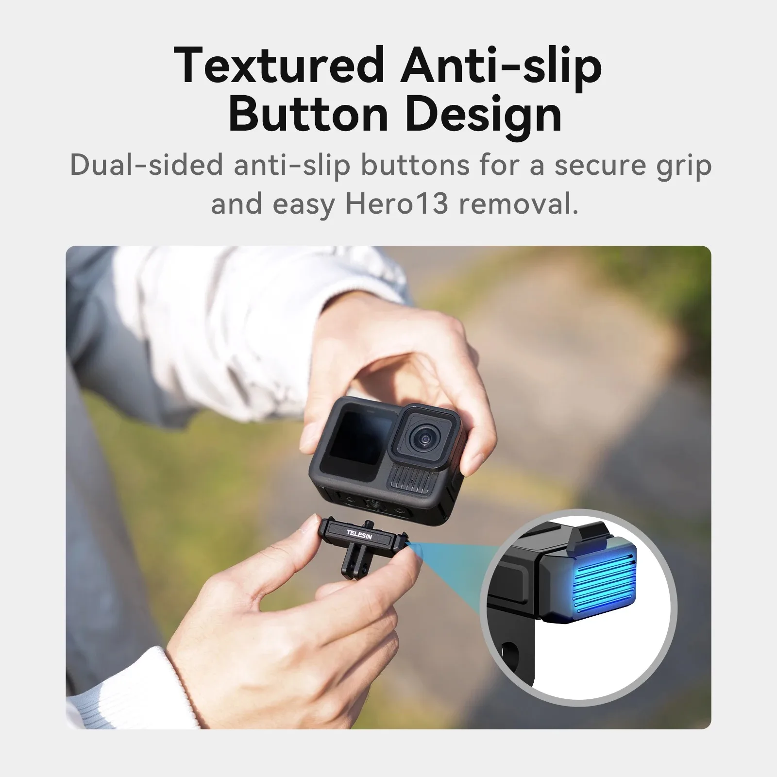 TELESIN Two Claw Adapter Dual Lock & Anti-Slip Button Design Camera Mount Accessories Qucik Release Base for Go Pro Hero 13