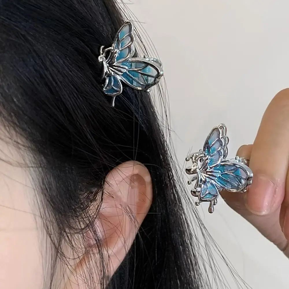 Sweet Hollow Mini Butterfly Hair Claw Y2k Candy Color Animal Hair Clip Alloy Small Size Butterfly Hairpin Wedding
