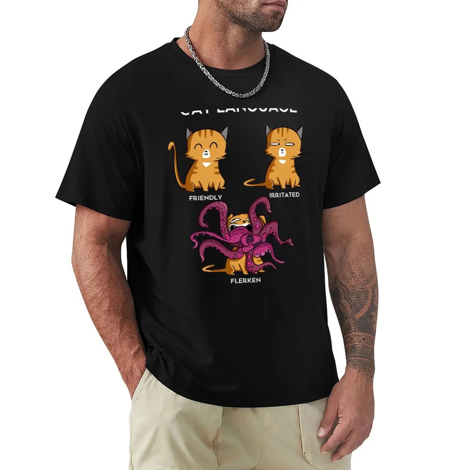 

Cat Language - Flerken T-Shirt Non-Shrink Basic Cotton T-Shirt