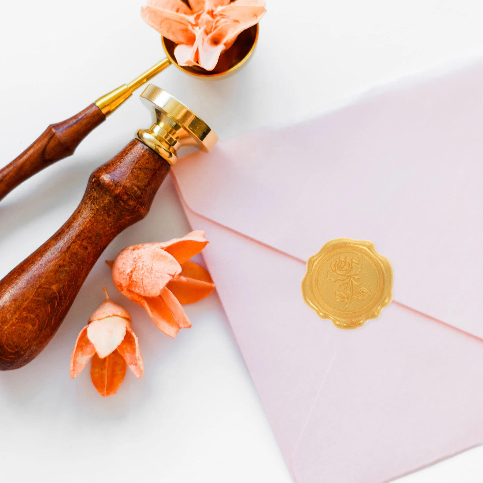 

20 Pcs Decorative Fire Paint Printing Stickers Envelope Adhesive Wax Seal Golden