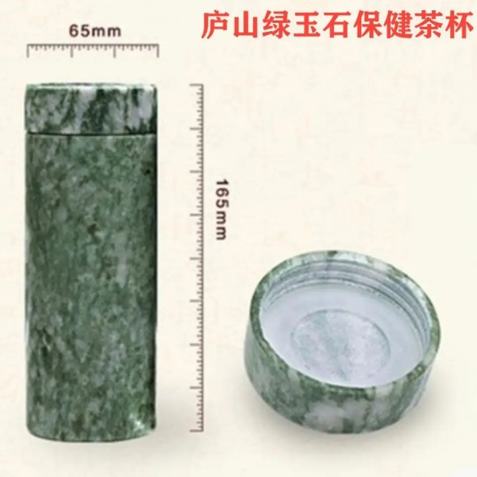 Natural Jade Teacup Straight Water Cups Coffee Mug Drinkware Water Bottle Real Chinese Jades Stone Hand Carved Health Tea Cup