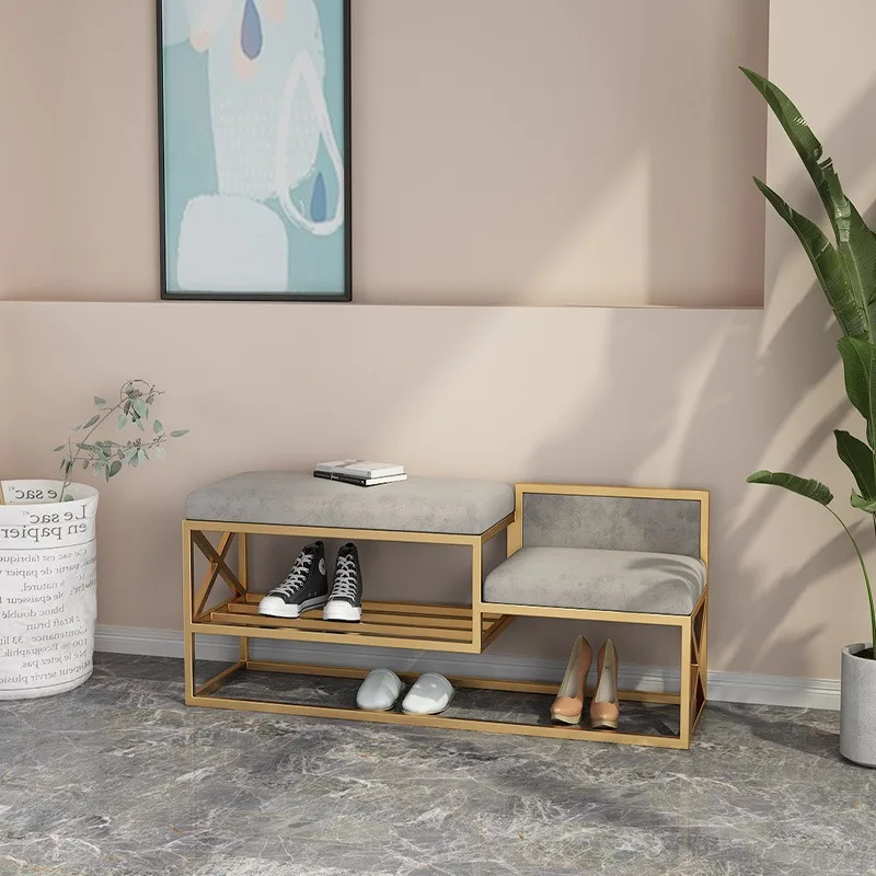 Door shoe changing stool, household Nordic entrance shoe stool, shoe cabinet integration, light luxury, sitting rectangular simp