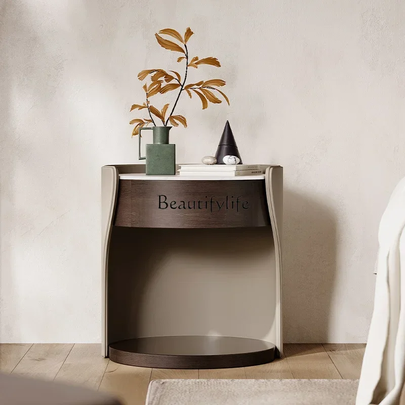 

88..Italian light luxury bedside table bedroom minimalist leather ins wind bedside table