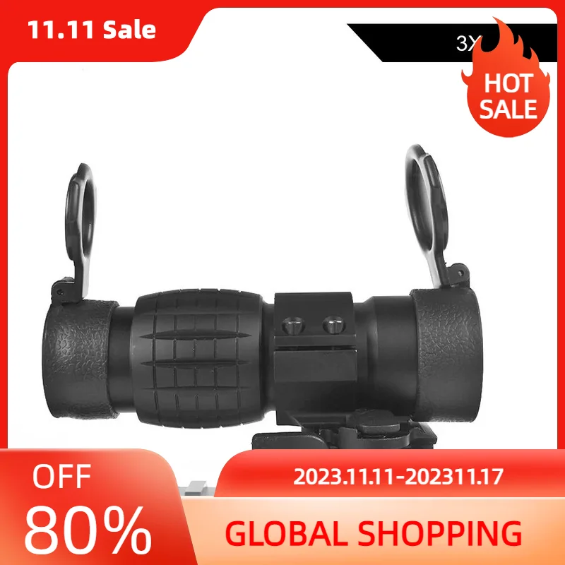 

3X Magnifier Rilfescope Compact Hunting Optic Sight Rifle Scope With Flip Up Cover Fit 20mm Rail Mount Airsoft Rifle Gun