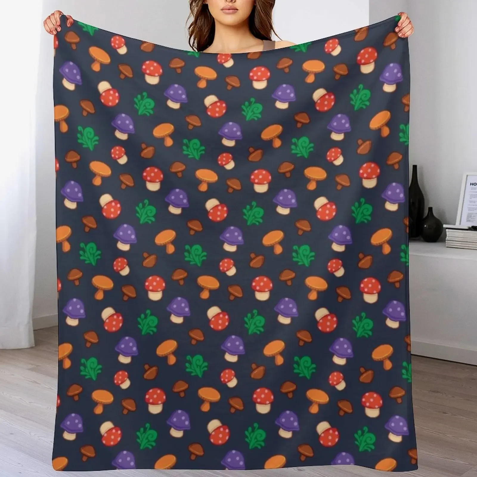 

Stardew Valley Mushrooms Throw Blanket valentine gift ideas Bed linens Soft Beds Summer Beddings Blankets