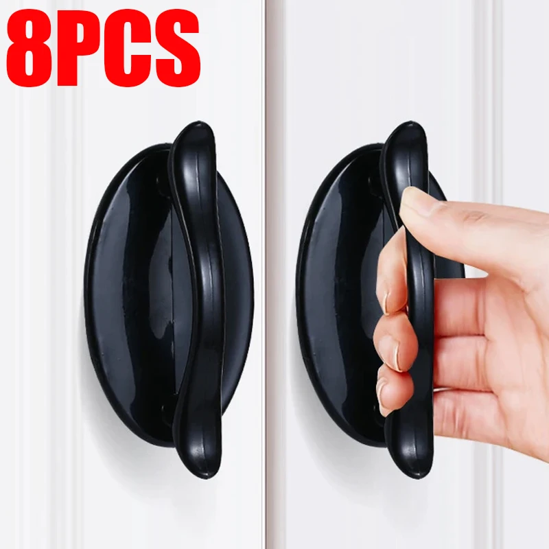 8/1PCS Plastic Handles for Cabinet Toilet Lid Self-adhesive Door Handles Furniture Safety Knobs Multi-purpose Wardrobe Pulls