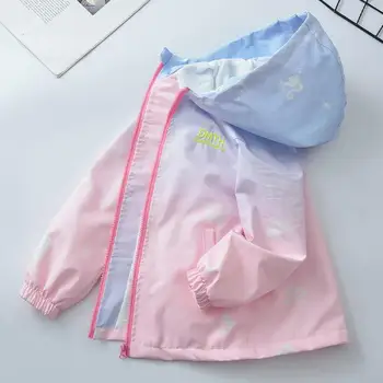 Girls Hooded Windbreaker 2 Korean Fashion Jacket For Girls Teenager Casual Gradient Hooded Coat Boys Blazer Spring Autumn Windproof Sweet Coats Windbreaker 2