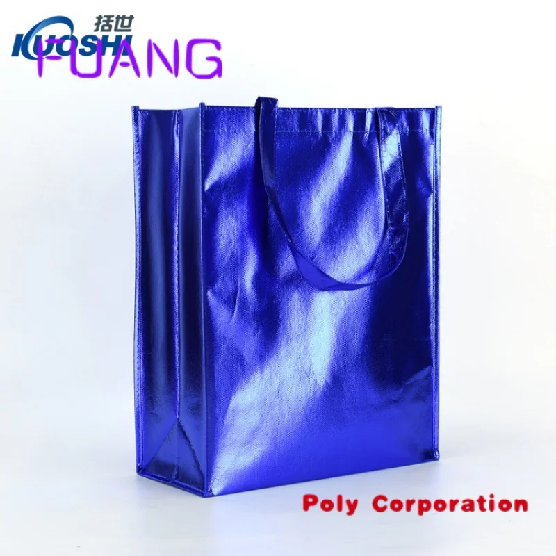 Custom  Wholesale Custom Logo Printing Pink Metallic Advertising Non Woven Polypropylene Tote Baga