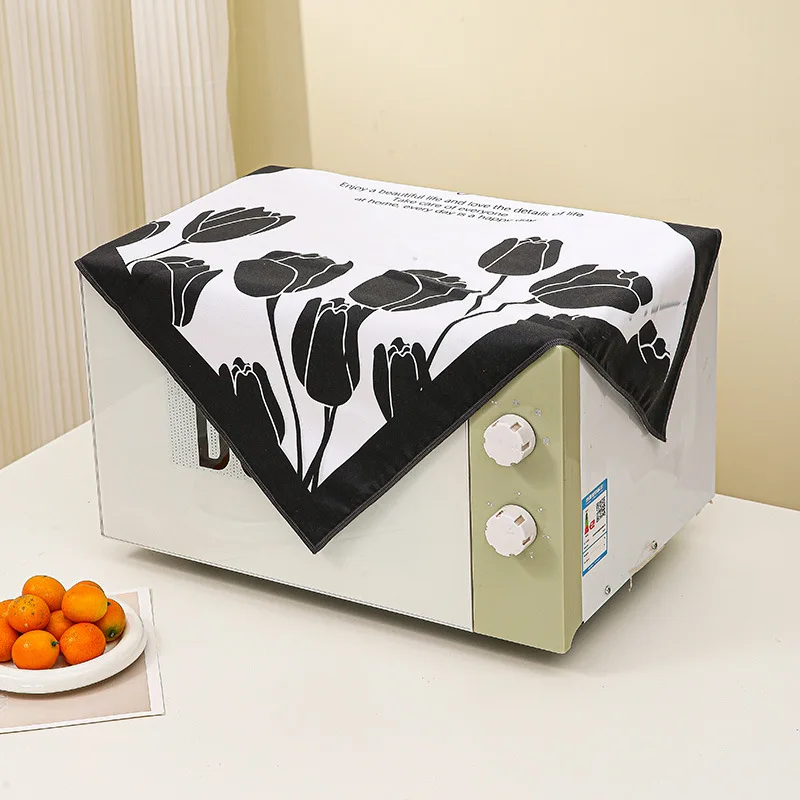 VIKAMA Scandinavian Minimalist Checkered Dust Cover for Microwave Oven Small Appliance