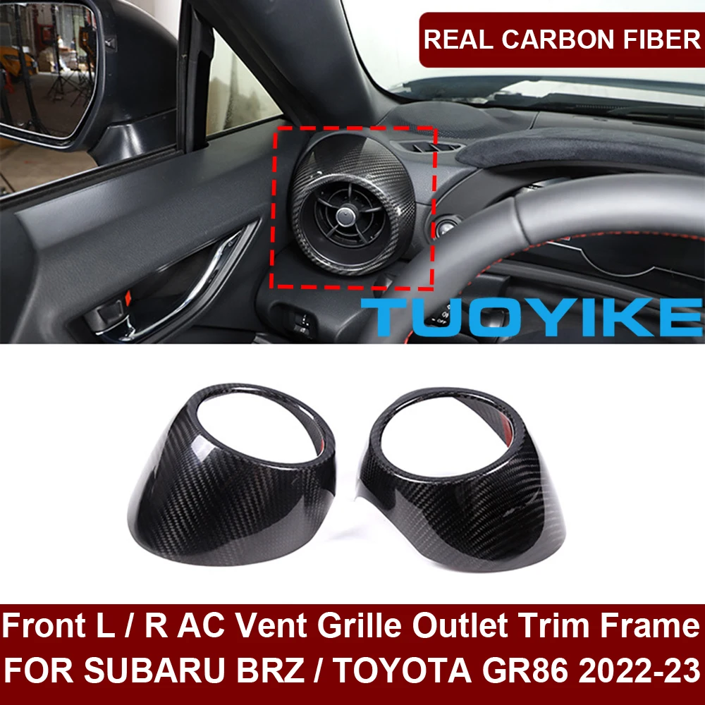 Real Dry Carbon Fiber Dashboard Front L R AC Vent Grille Outlet Trim Frame Cover Decoration For Toyota GR86 Subaru BRZ 2022-2023