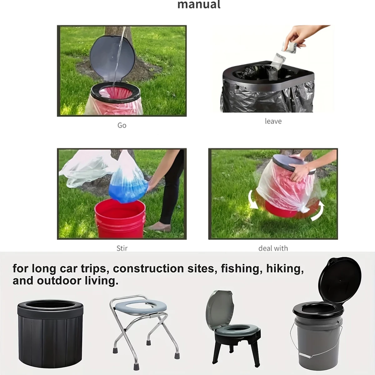 Kein Auspacken Nötig - [Tragbar | [Saugfähiger Hocker] Tragbare Outdoor-Toilette, Camping-Toilettenpapier in Beuteln, praktisch für den Außenbereich. – Detail 1