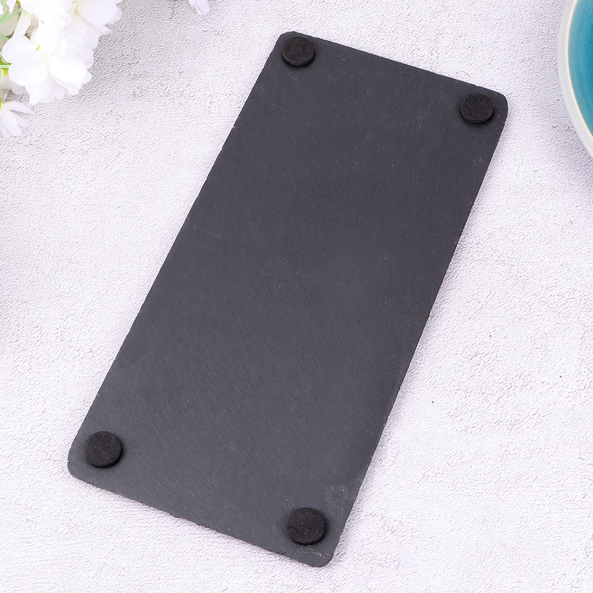 

1Pcs Natural Rock Plate Black Rectangle Porcelain Display Dish for Outdoor Barbecue Steak Sushi Banquet Barbecue Dish