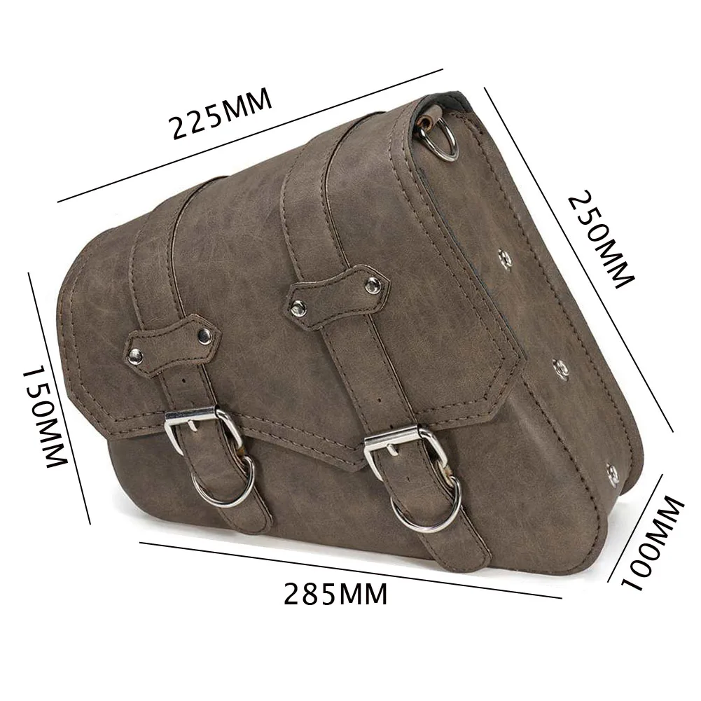 1 Stuks Vintage Bruine Motorfiets Zijtas Bagage En Flessenhouder Pu Leer Universeel Voor De Meeste Auto Rechts Of Links