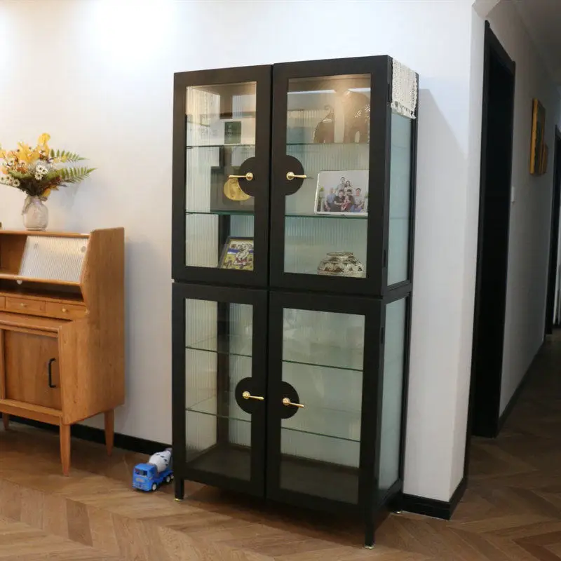 Factory Direct 2026 Nordic simple side cabinet modern small apartment household storage locker Italian light luxury glass
