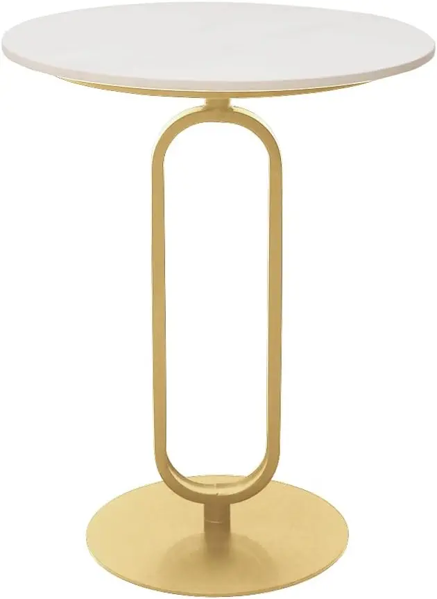 Side Table With Marble Top Metal Pub Bar Round Table Modern Sofa Side End Table Coffee Tray Side Desk For Couch Living Room