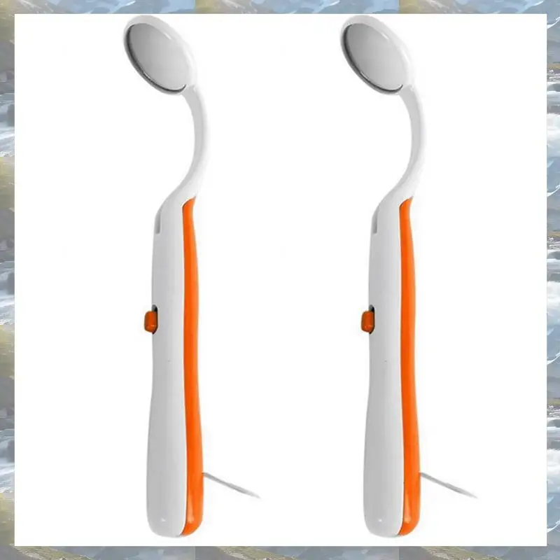 2 Pc Ledlight 치아 구강 거울 슈퍼 밝은 입 거울 조명 치아 관리 도구 구강 위생 기계 오렌지