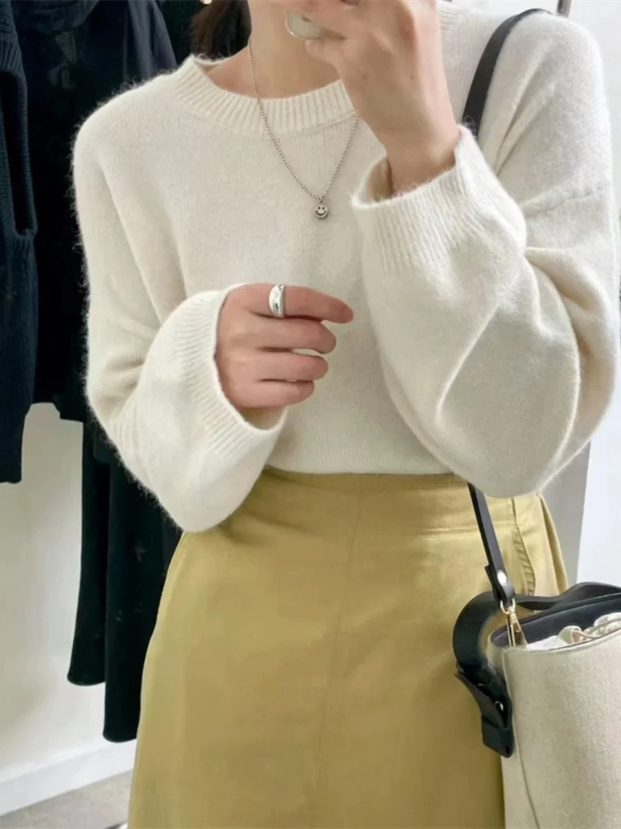 

Alasalvas очень большой круглый вязаный свитер, милый камерный шерстяной трикотаж большого размера, удобный мягкий цветной топ