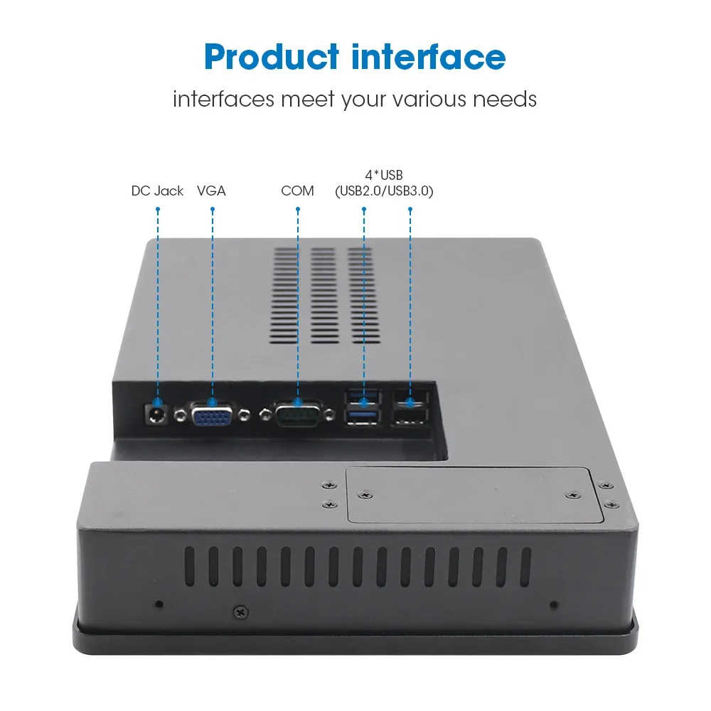 Personalización de panel de pantalla táctil industrial de 10,1 pulgadas con cámara web RFID con lector de identificación de huellas dactilares