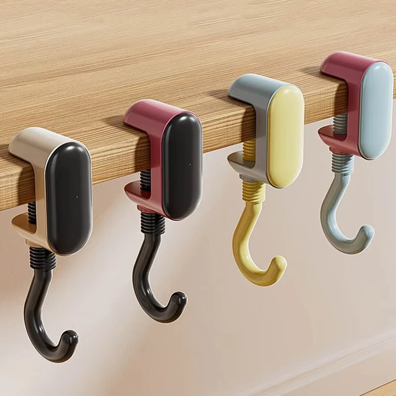 1pc Adjustable Dopamine Hanging Hooks Desk Edge Hook Punch Free Wall-mounted Storage Rack Bag Cup Holder Home Organization image 3