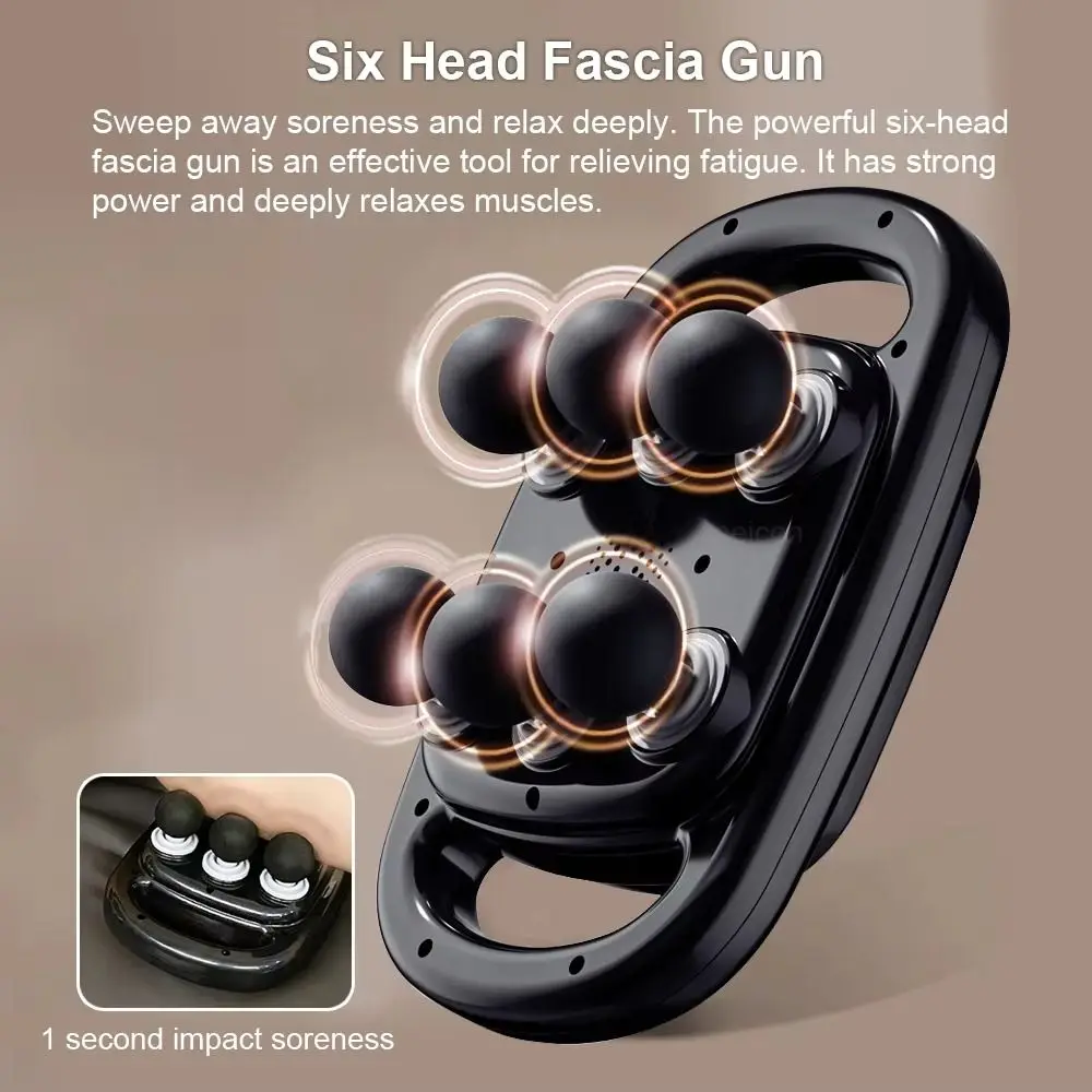 

6-Head Fascia Equipment Electric High Frequency Waist Massager 9 Gear Adjustable Vibration Body Massage Machine