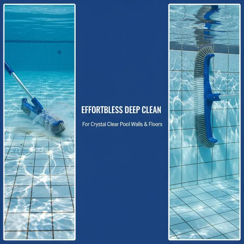 Tête de brosse de piscine durable, poils rigides et résistants, design incurvé pour éliminer les taches tenaces et les algues de la piscine