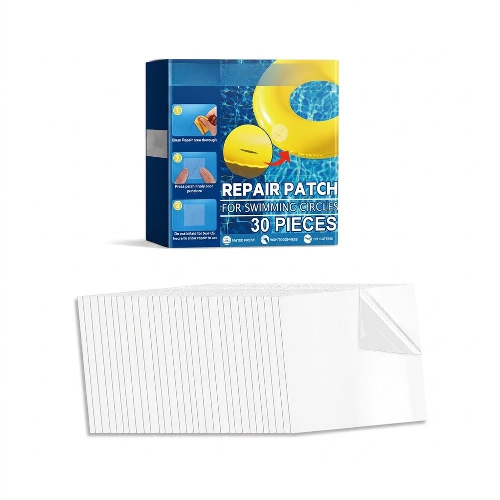 Pool Repair Kit with Transparent Waterproof Patches for Inflatable Swimming Rings Floats Toys 30 Pieces White Paper Material