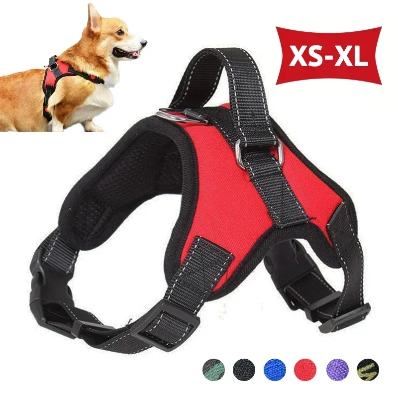 Ajustável Reflective Saddle Dog Harness, Correia no peito, No Pull, Andar, Treinamento, Pequeno, Médio, Grande, Cães Grandes, Pet Produto