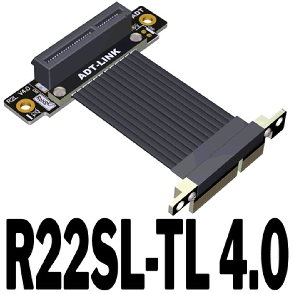 Riser PCI-E X4 à X4 tourner 90 degrés câble d'extension à Angle droit Vertical Double coude 90 degrés PCI Express 4.0 4x câble