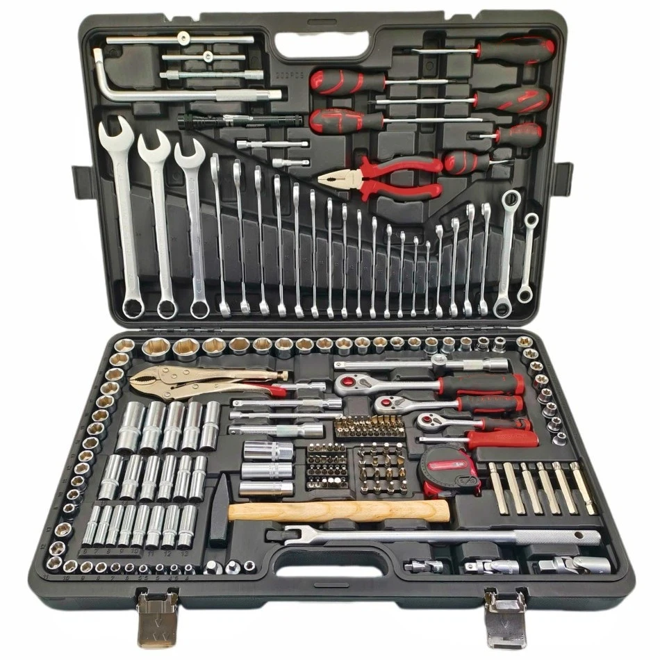 

202-Piece Chrome Vanadium Steel 1/2 Drive Hexagon Socket Set Combination Wrenches Hard Case Car Repair Household OEM Hand Tools