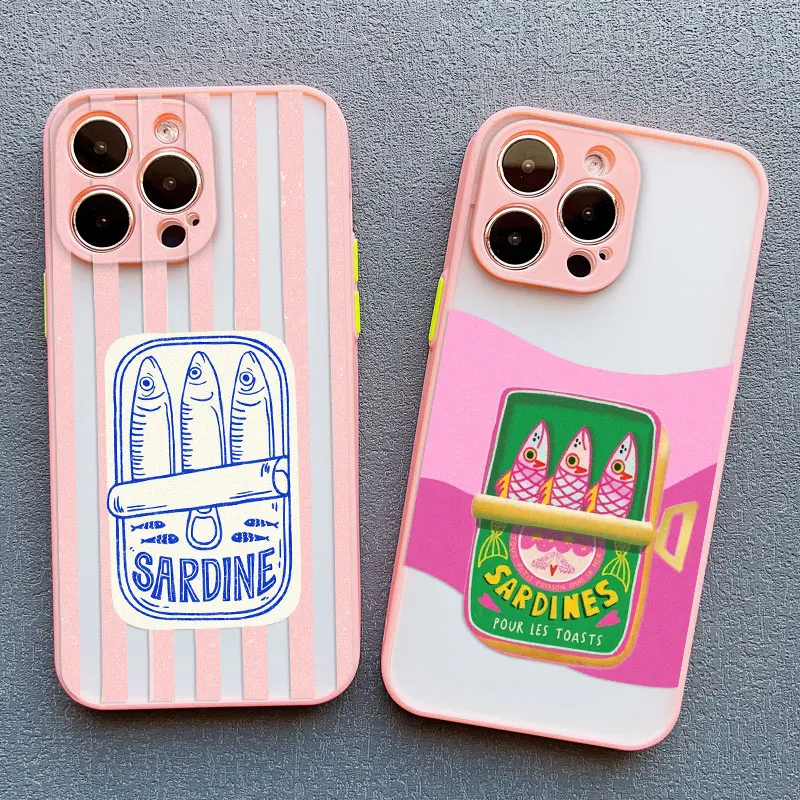 Sardines Canned Pattern Phone Case For iPhone 17 16 15 14 Pro Max Plus 13 12 11 Pro Max Mini X XS XR 16 Plus Shockproof Covers