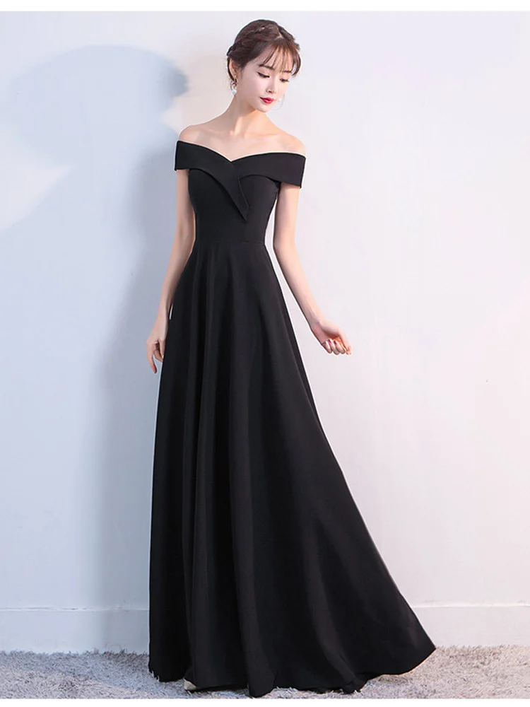 Ele Long One-oulder Wedding Dr for Bridal Banquet Evening Gown Floor-Length Dr Zipper Sle Cotton Fabric