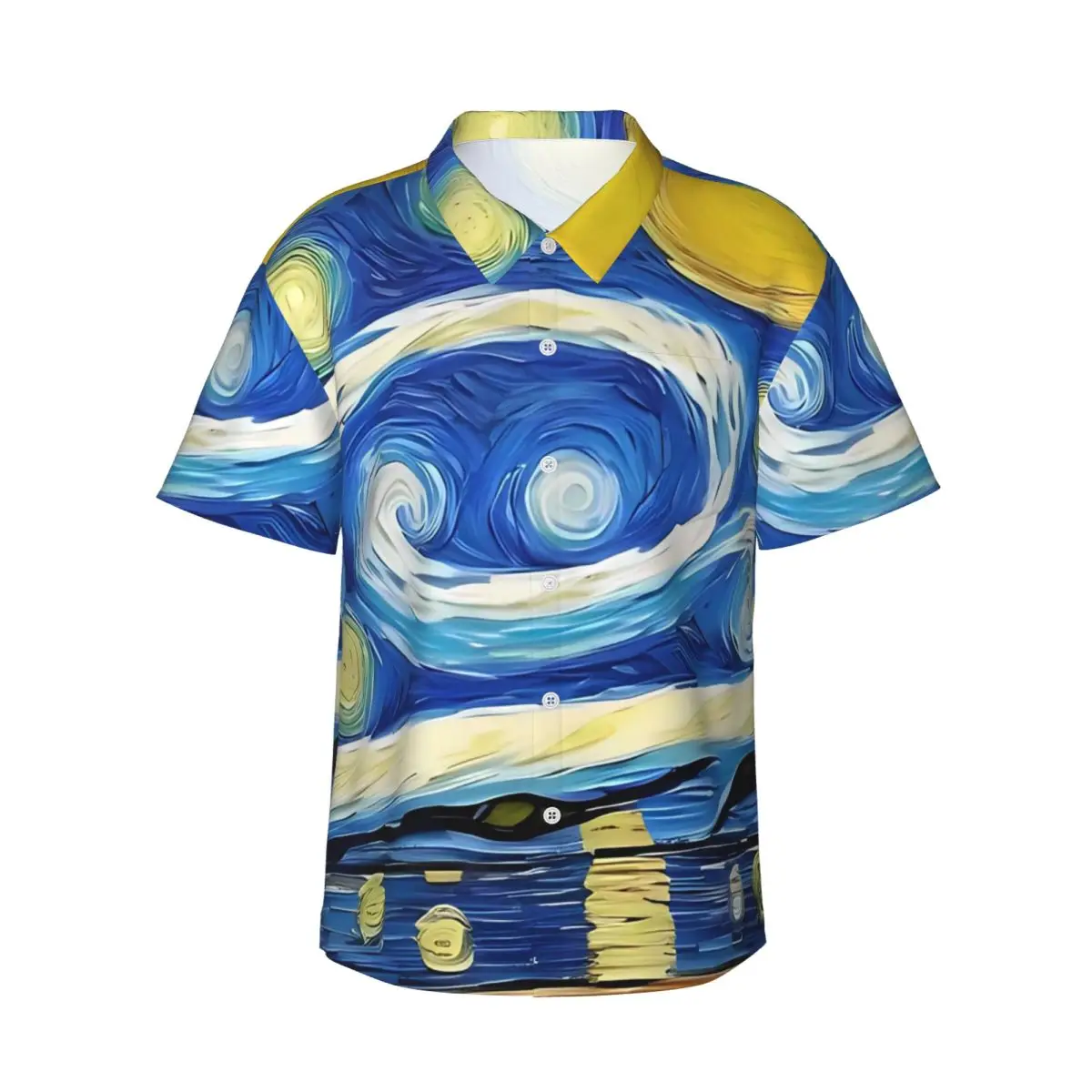 Van Gogh Starry Night Casual Shirt Novelty Summer Shirts Male Short-Sleeve Beach Breathable Graphic Oversized Blouses