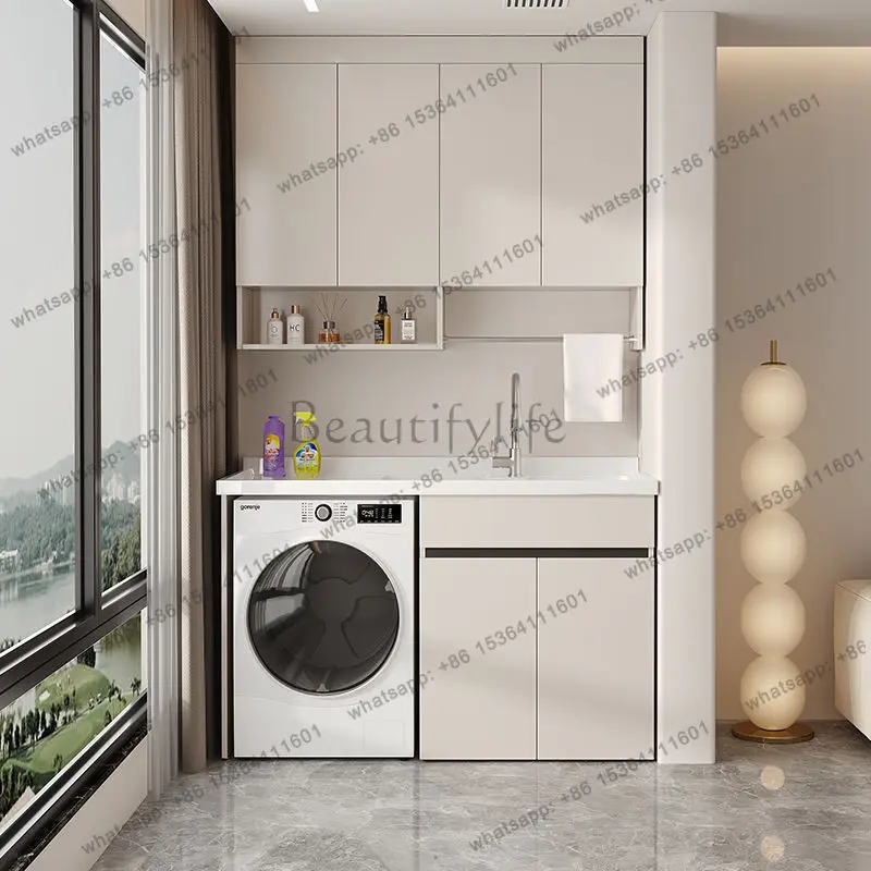 Style Washing Machine Cabinet Balcony Hand Wash Basin Washboard Bathroom Cabinet Design Bathroom Furniture